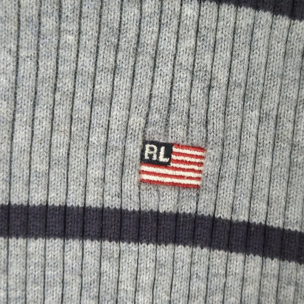 VTG Polo Ralph Lauren Polo Jeans Co Sweater Mens XL Gray Blue Stripe Crewneck